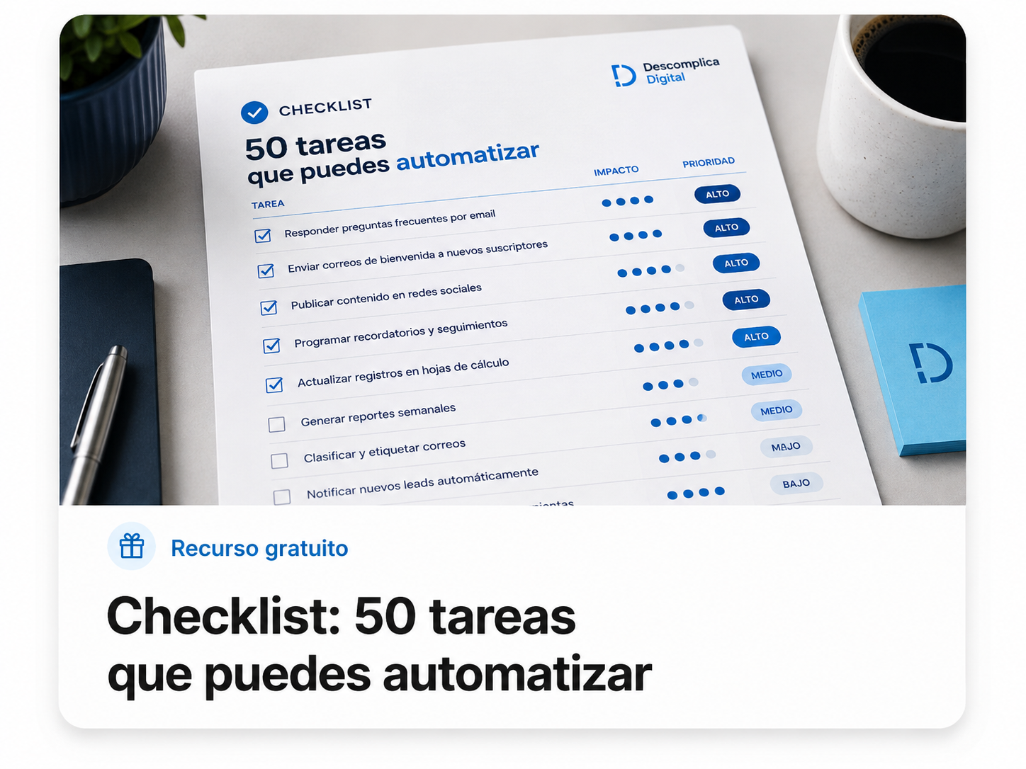 Checklist 50 Tareas que Puedes Automatizar